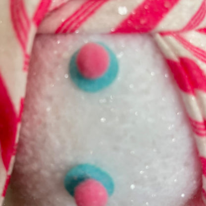 16.5" Fabric Snowman Figurine Holding a Candy Cane Christmas Decoration