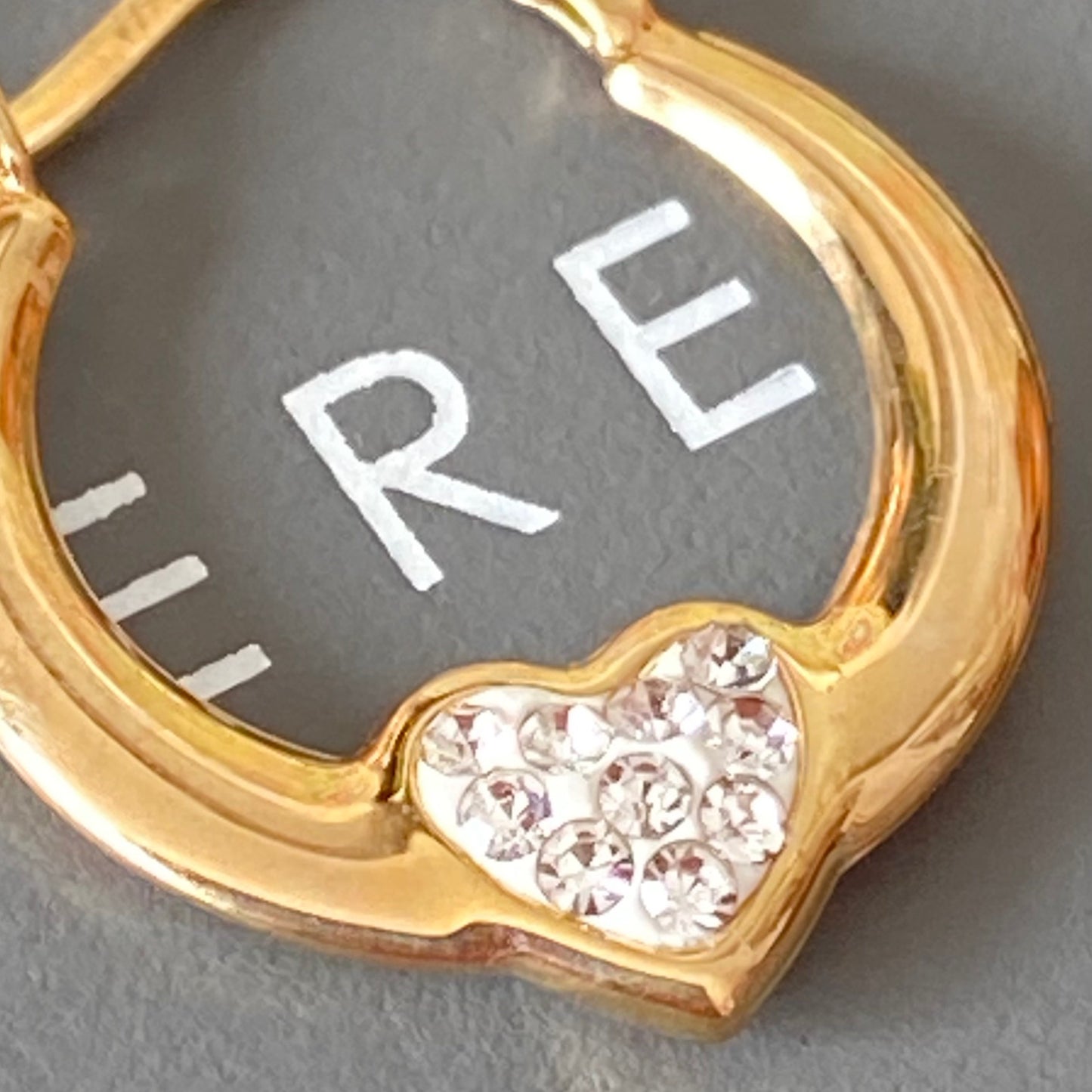 9ct Yellow Gold and Crystal Heart Creole Earrings