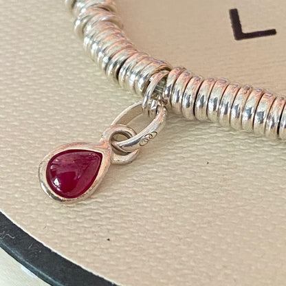 Dainty Links of London Sweetie Bracelet with Ruby Mini Birthstone Charm.