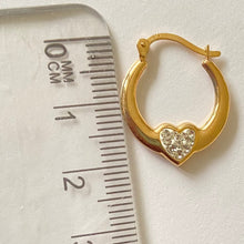 Load image into Gallery viewer, 9ct Yellow Gold and Crystal Heart Creole Earrings
