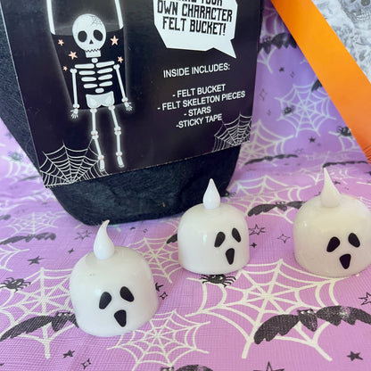 Halloween Party Bundle. Decorate your bucket, Bone Chilling Bunting, 4 Shaped Ghost Lights