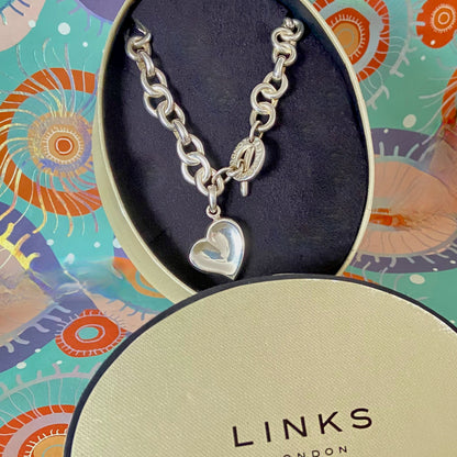 Signature Links of London Necklace Silver Heart. 43.5cm 83g