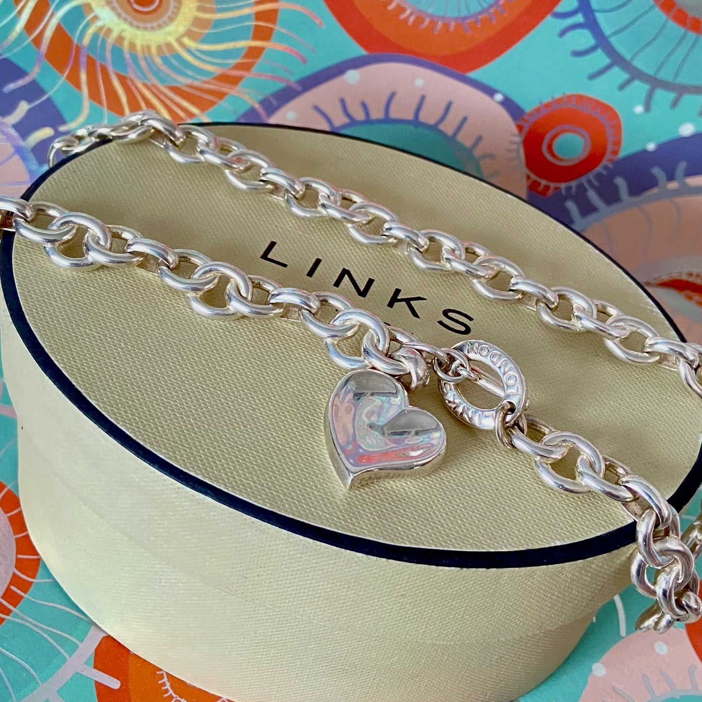 Signature Links of London Necklace Silver Heart. 43.5cm 83g