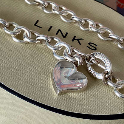 Signature Links of London Necklace Silver Heart. 43.5cm 83g
