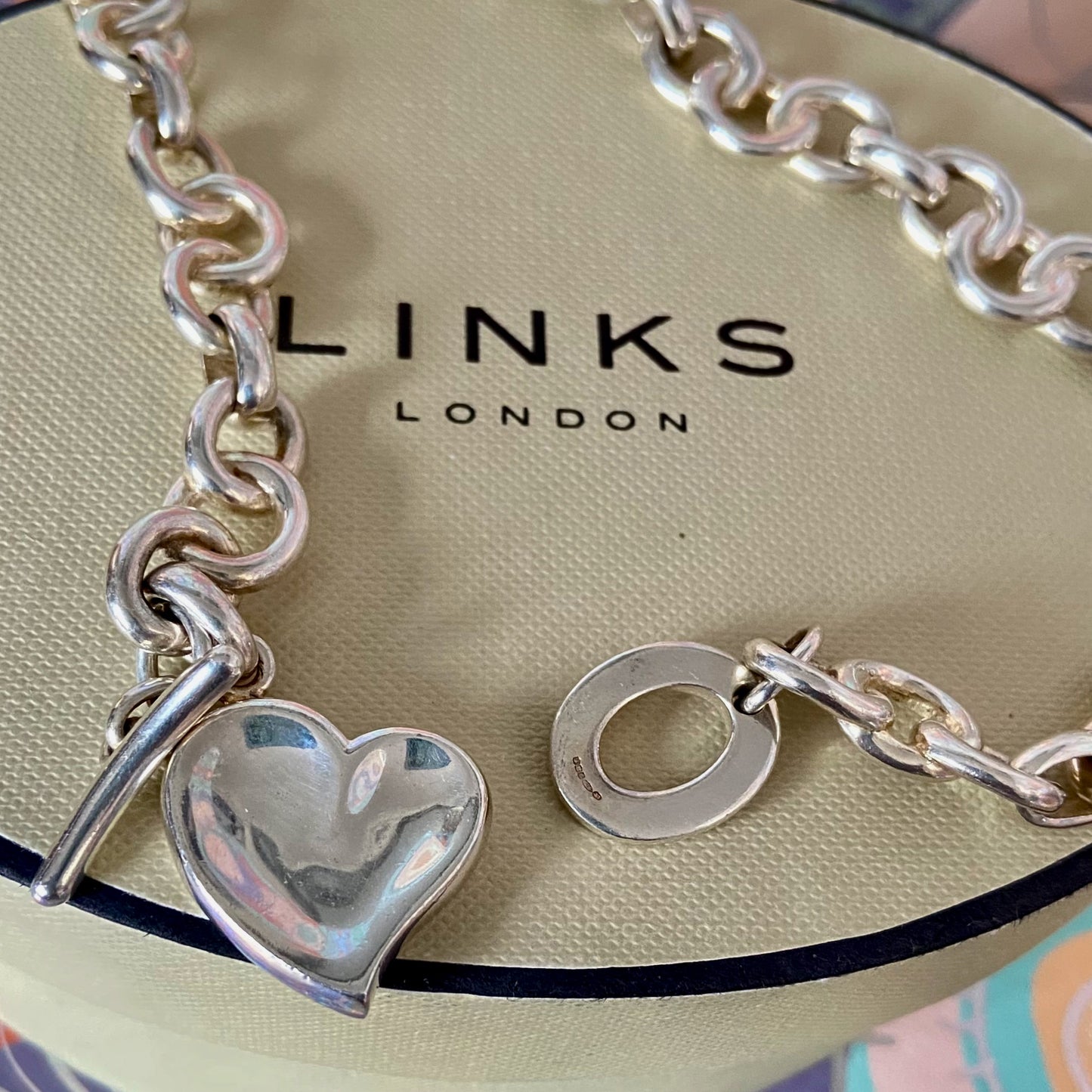 Signature Links of London Necklace Silver Heart. 43.5cm 83g