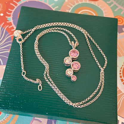 Necklace with stunning Pink and Clear Pendent crafted from Sterling Silver