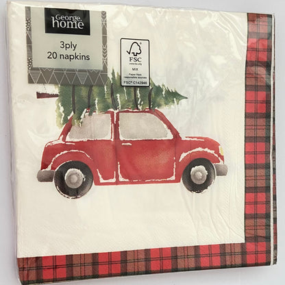 Car with a Christmas Tree Napkins 20 per pack, 3ply can be used for Decoupage