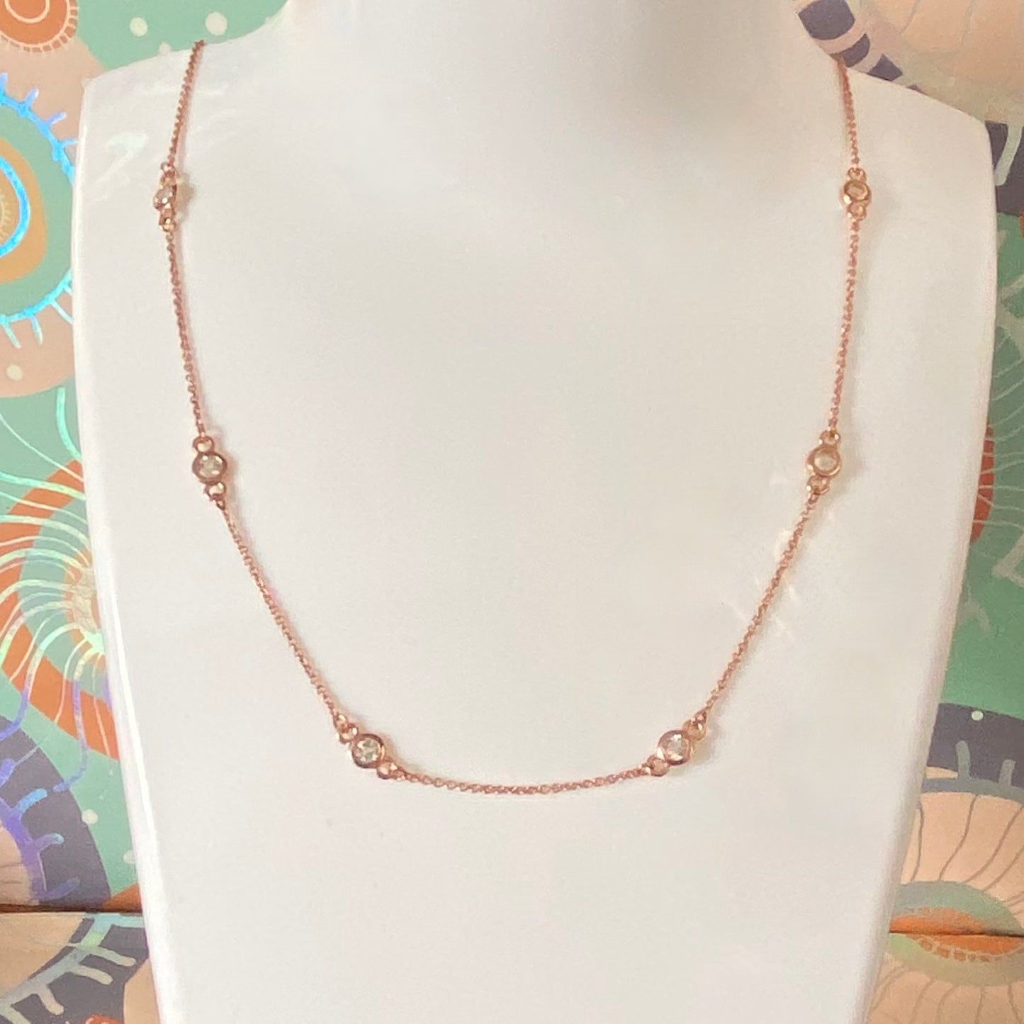 Links of London 18kt Gold Vermeil necklace with Clear Topaz round stones