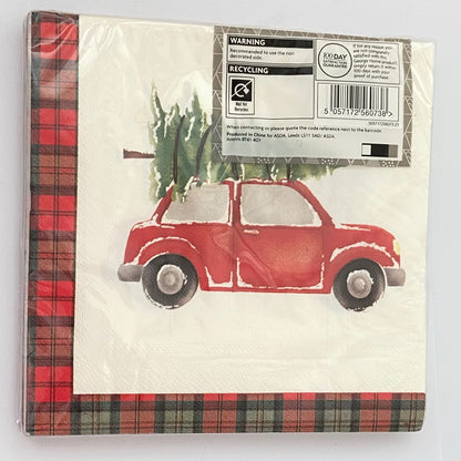 Car with a Christmas Tree Napkins 20 per pack, 3ply can be used for Decoupage