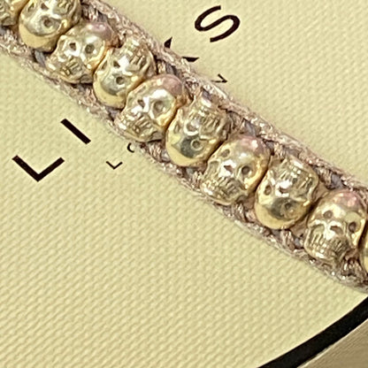 Links of London Sterling Silver Skull Friendship Bracelet with Pink and Grey cord
