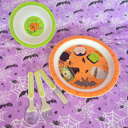 Halloween Party Pack.  Plate, Bowl and cutlery