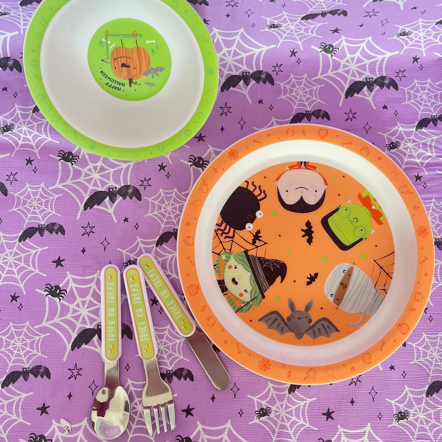 Halloween Party Pack.  Plate, Bowl and cutlery
