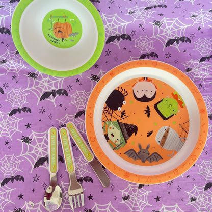 Halloween Party Pack.  Plate, Bowl and cutlery