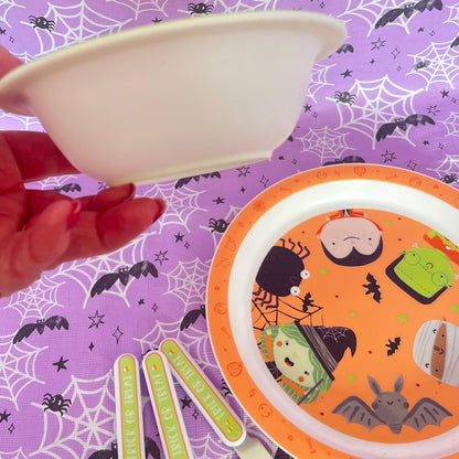 Halloween Party Pack.  Plate, Bowl and cutlery