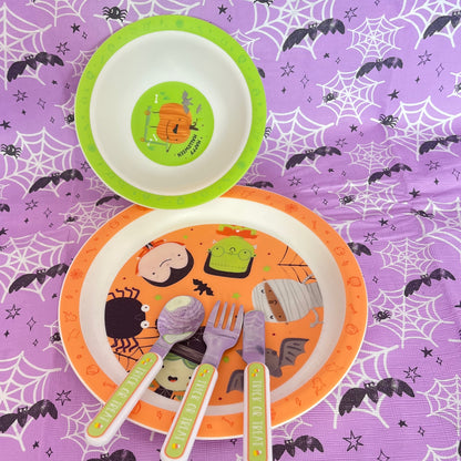 Halloween Party Pack.  Plate, Bowl and cutlery