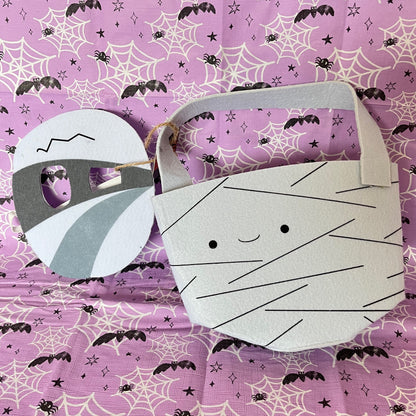 Trick or Treat Mummy Bucket and Mask made from Felt