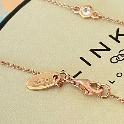 Links of London 18kt Gold Vermeil necklace with Clear Topaz round stones