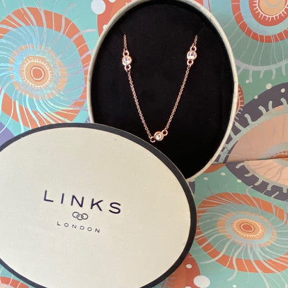 Links of London 18kt Gold Vermeil necklace with Clear Topaz round stones