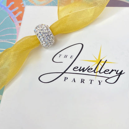 Silver charm with pave- set cubic zirconia Design by Rhona Sutton Crafted in Sterling Silver