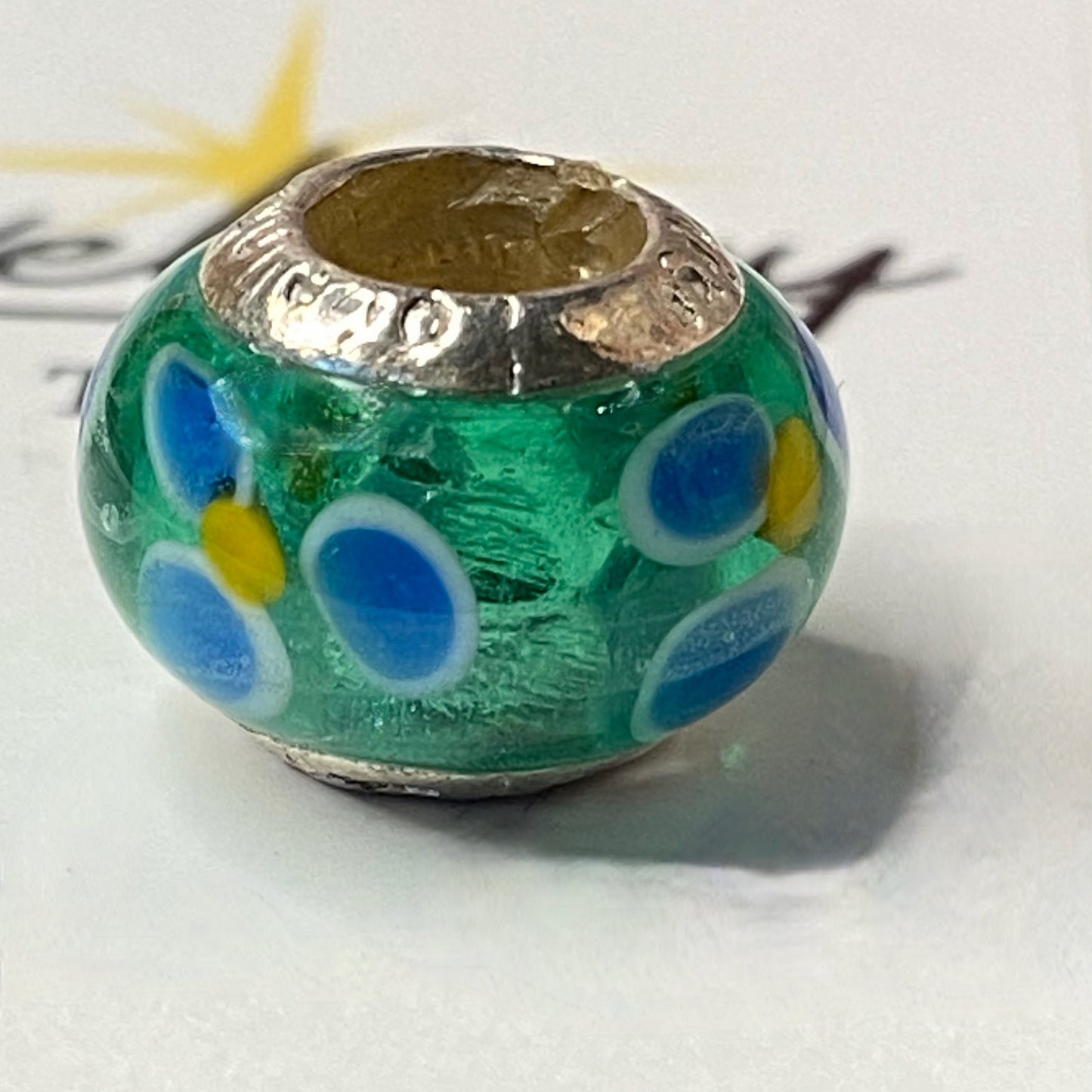 LoveLinks colourful patterned Charm Bead Crafted from Sterling Silver and Murano Glass