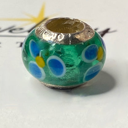 LoveLinks colourful patterned Charm Bead Crafted from Sterling Silver and Murano Glass