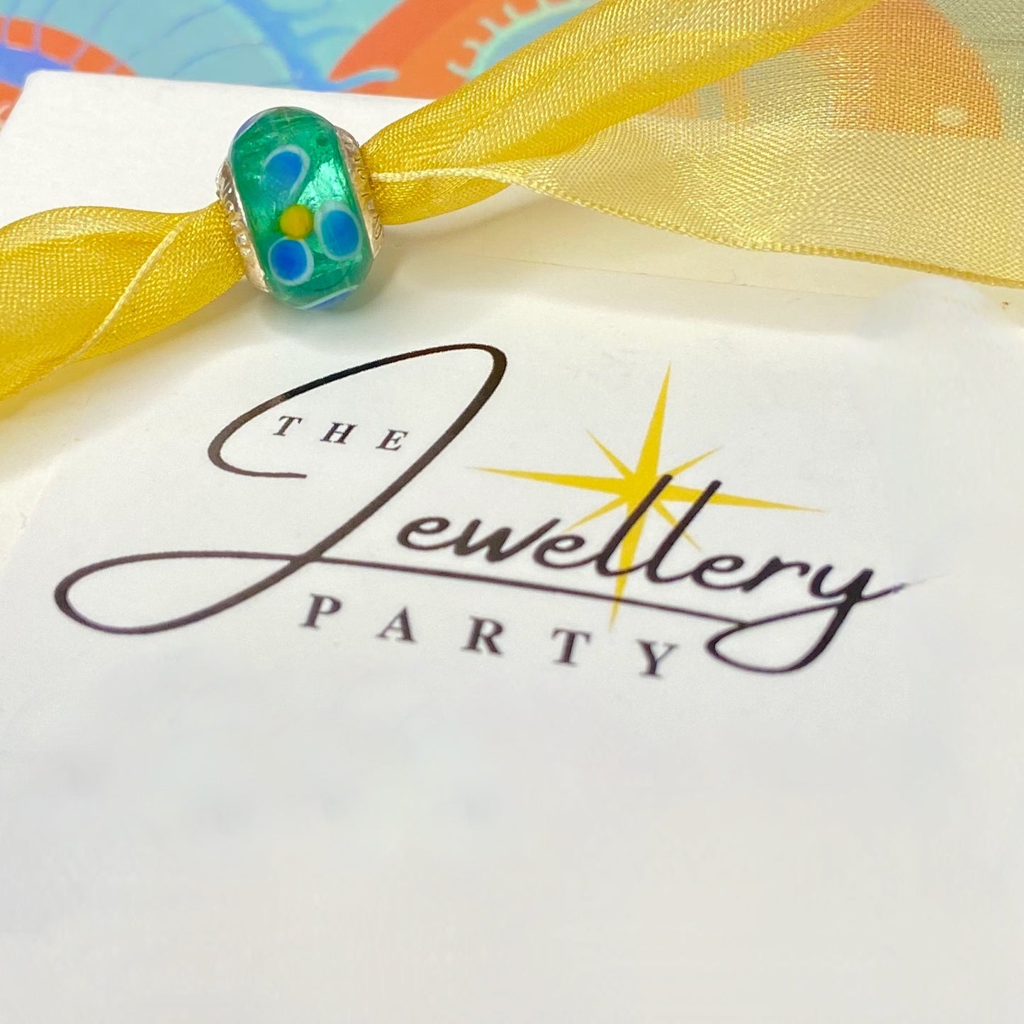 LoveLinks colourful patterned Charm Bead Crafted from Sterling Silver and Murano Glass