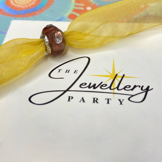 LoveLinks Purple Charm Bead with 4 sparkly crystals Crafted from Sterling Silver and Murano Glass