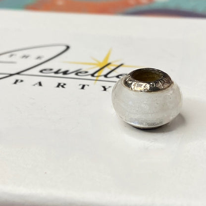 LoveLinks Clear white Charm Bead Crafted from Sterling Silver and Murano Glass