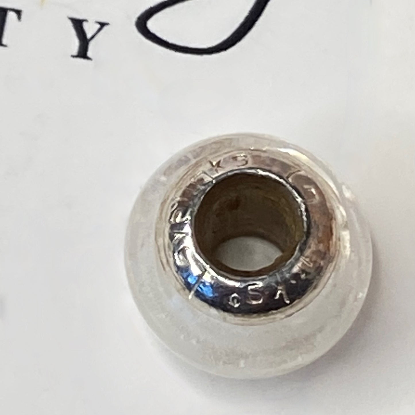 LoveLinks Clear white Charm Bead Crafted from Sterling Silver and Murano Glass