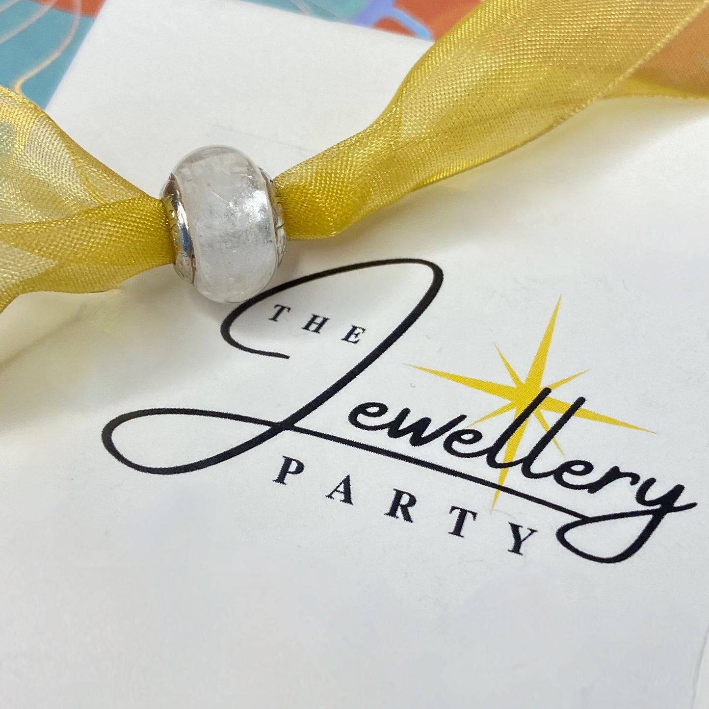 LoveLinks Clear white Charm Bead Crafted from Sterling Silver and Murano Glass