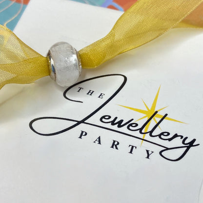 LoveLinks Clear white Charm Bead Crafted from Sterling Silver and Murano Glass