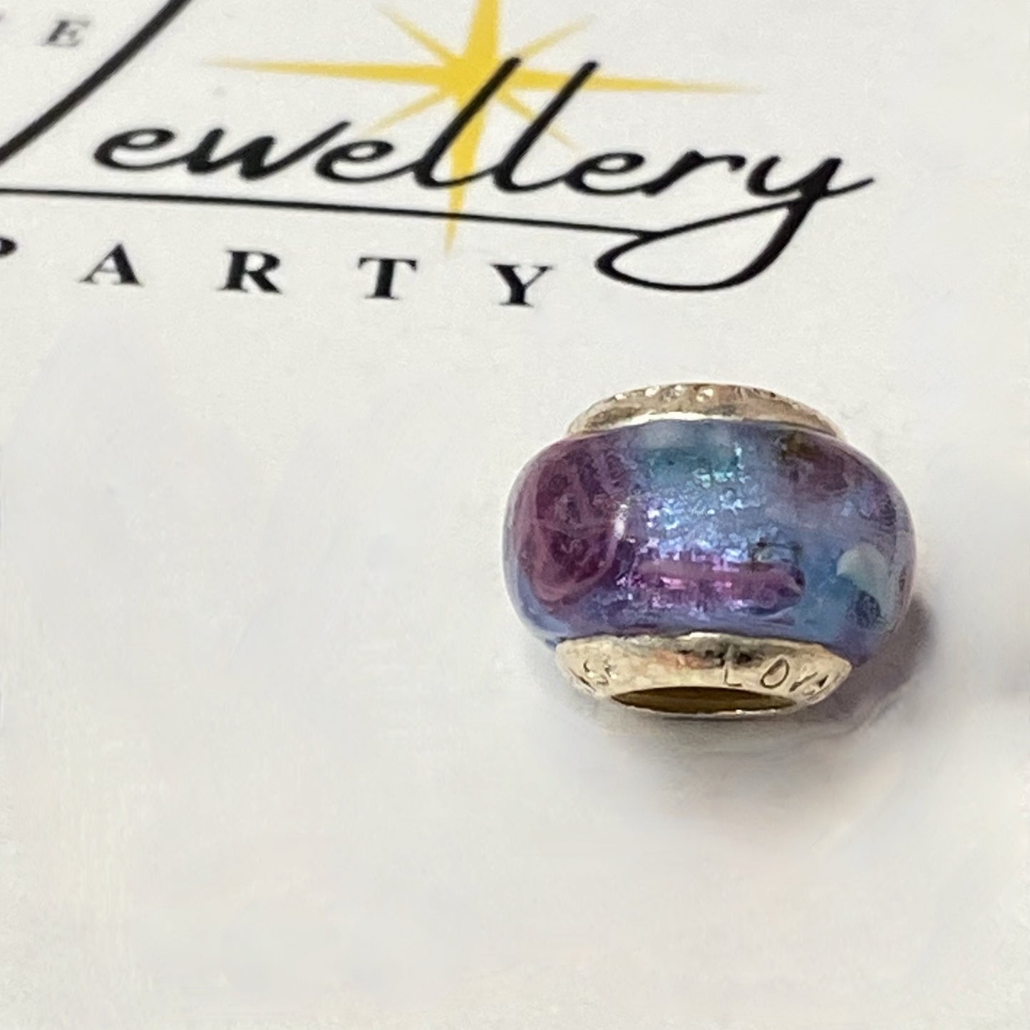 LoveLinks Purple Bead with Pink Cloud design Crafted from Sterling Silver and Murano Glass