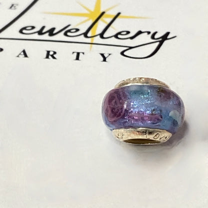 LoveLinks Purple Bead with Pink Cloud design Crafted from Sterling Silver and Murano Glass