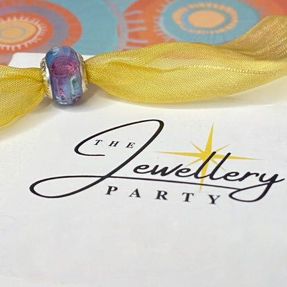 LoveLinks Purple Bead with Pink Cloud design Crafted from Sterling Silver and Murano Glass