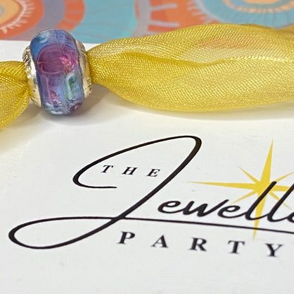 LoveLinks Purple Bead with Pink Cloud design Crafted from Sterling Silver and Murano Glass