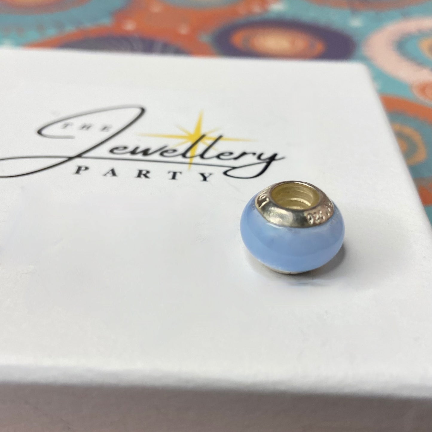 LoveLinks Pale Blue Charm Bead Crafted from Sterling Silver and Murano Glass