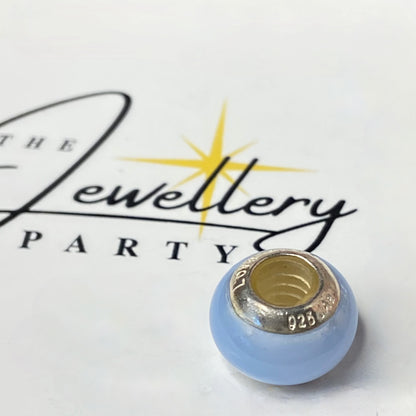 LoveLinks Pale Blue Charm Bead Crafted from Sterling Silver and Murano Glass
