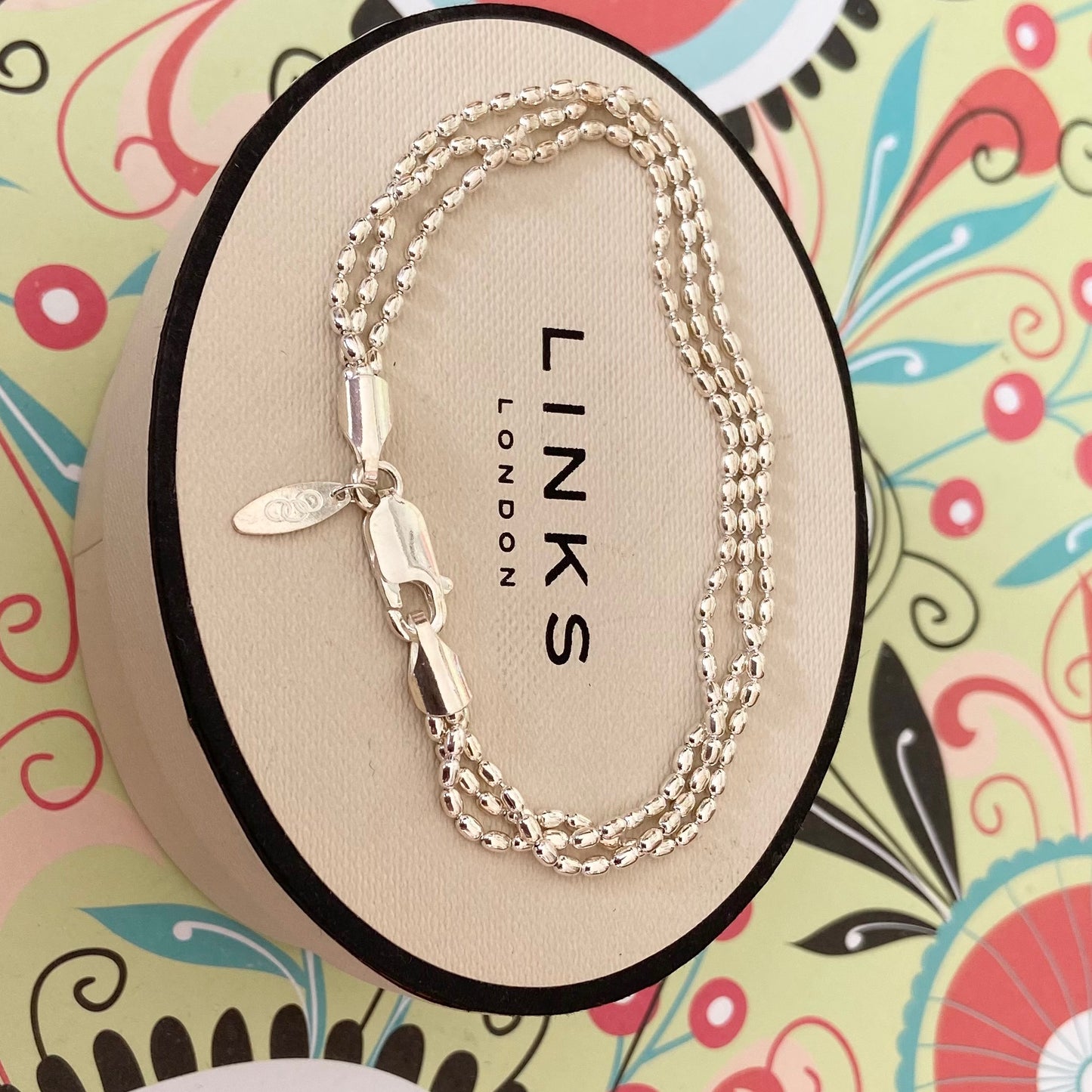 Links of London  3 rows of Rice beads Bracelet – 19.5cm