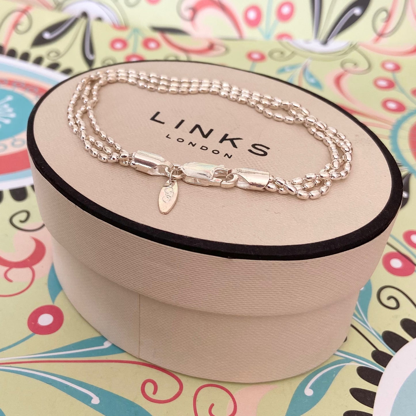 Links of London  3 rows of Rice beads Bracelet – 19.5cm
