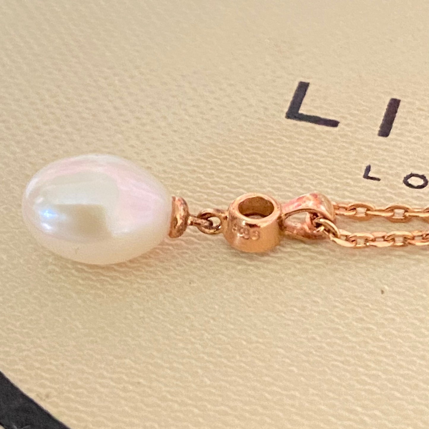 Links of London Necklace with 18ct Gold Vermeil Pearl Sapphire pendent