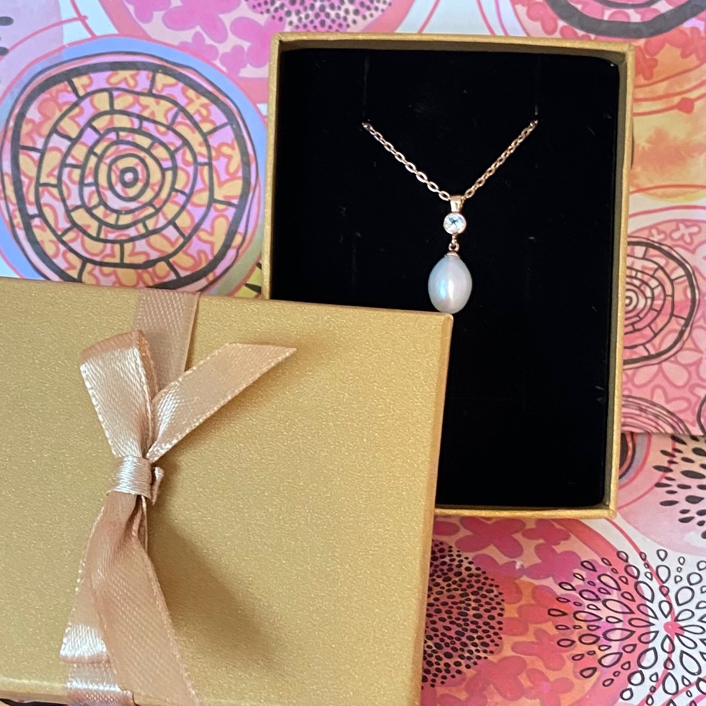 Links of London Necklace with 18ct Gold Vermeil Pearl Sapphire pendent