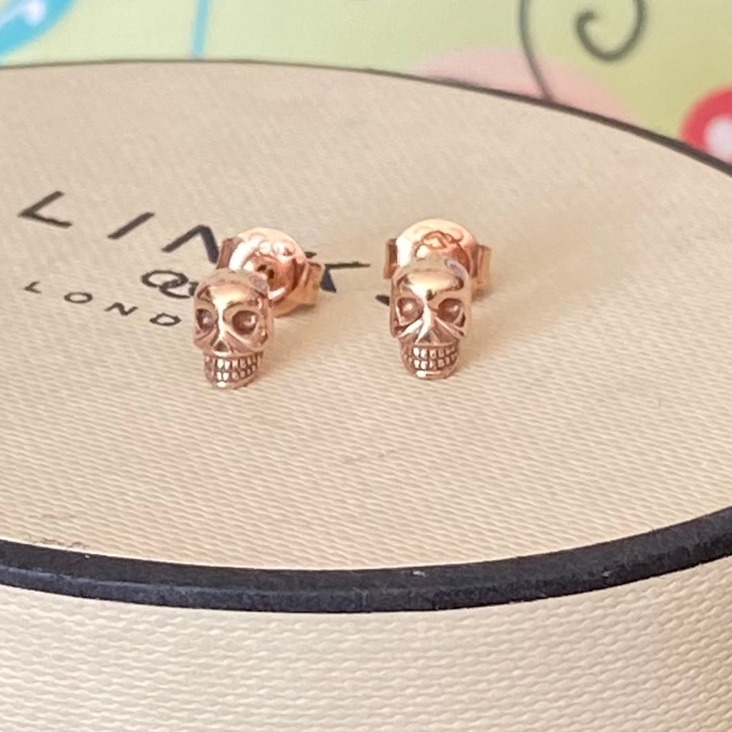 Links of London Rose Gold Plated Mini Skull Stud Earrings