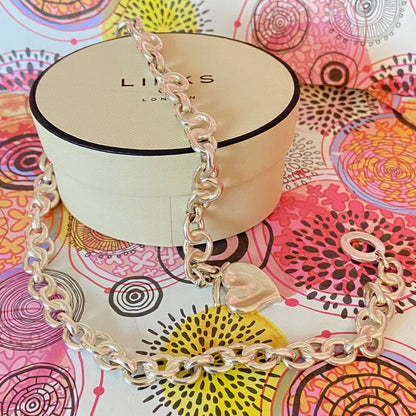 Signature Links of London Necklace & Silver Heart. 89g. 46cm