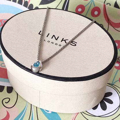 Links of London Blue Topaz Tear Drop Pendent Necklace