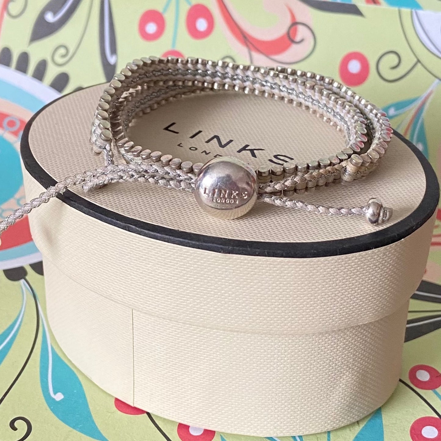 Links of London Double Wrap white and silver Friendship Sterling Silver Bracelet
