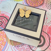 Load image into Gallery viewer, LINKS OF LONDON Butterfly Charm Pendant with Diamond and Sapphire New in original packaging
