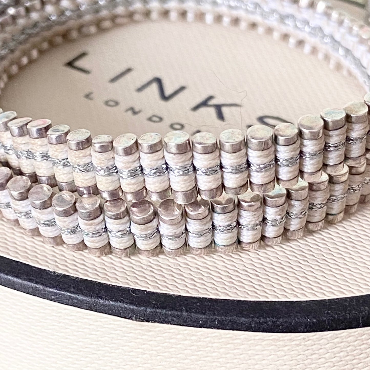 Links of London Double Wrap white and silver Friendship Sterling Silver Bracelet