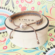 Links of London Sterling Silver with Copper and Brown cord adjustable Friendship Bracelet