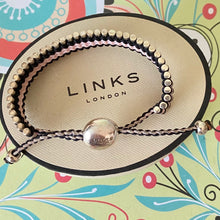 Load image into Gallery viewer, Links of London Sterling Silver with Pink and Black cord adjustable Friendship Bracelet - minor wear
