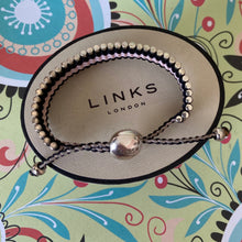 Load image into Gallery viewer, Links of London Sterling Silver with Pink and Black cord adjustable Friendship Bracelet - minor wear
